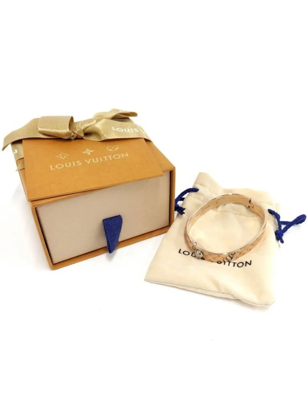 Louis Vuitton Cuff Nanogram Bracelet S Size Plated Silver Pink - Picture 10 of 10